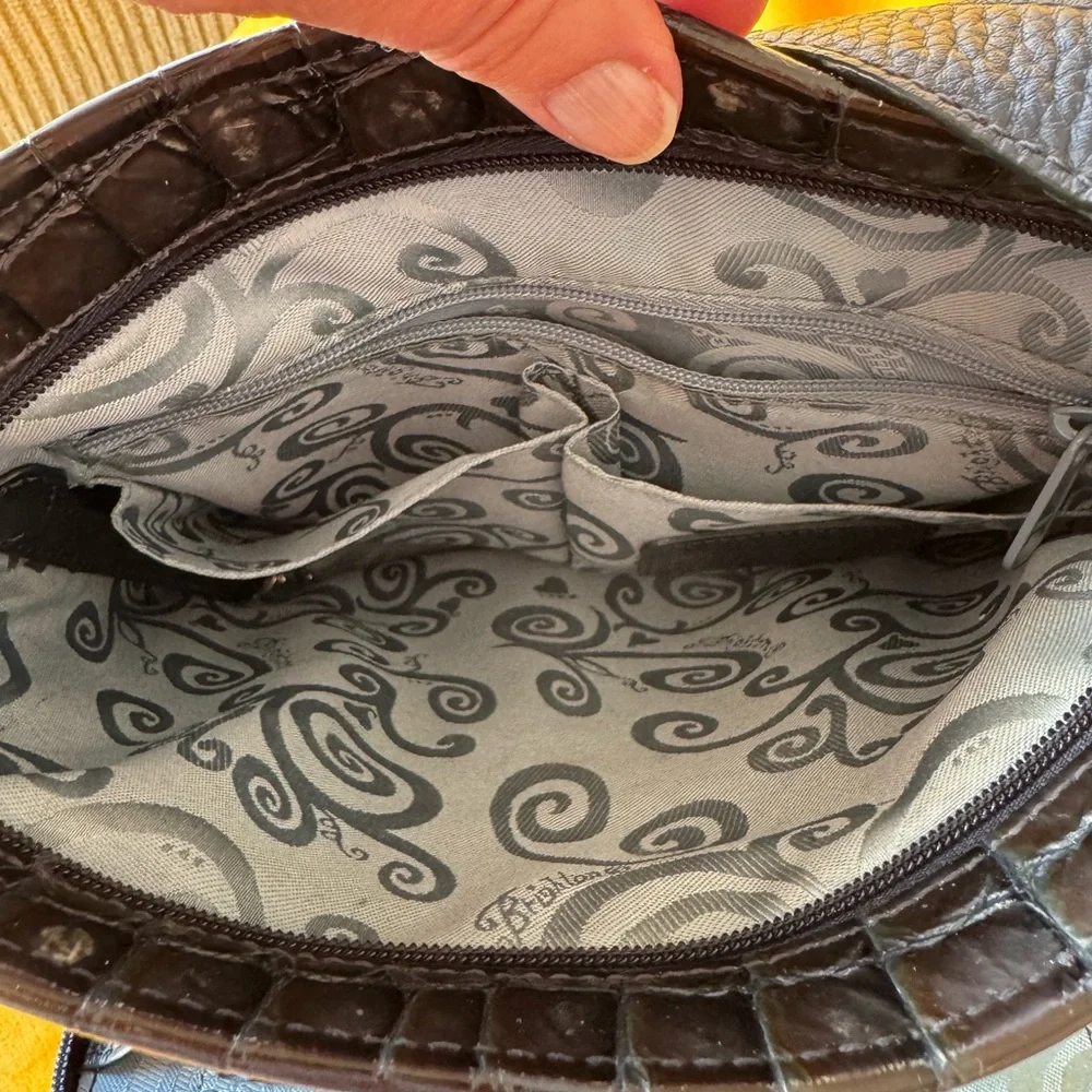 Brighton Black Croc-Embossed Shoulder Bag - Picture 9 of 9